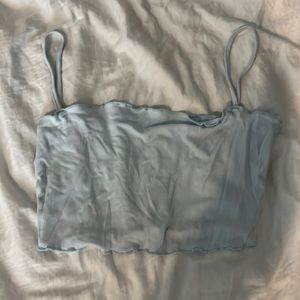 Light Blue ruffled cropped tank